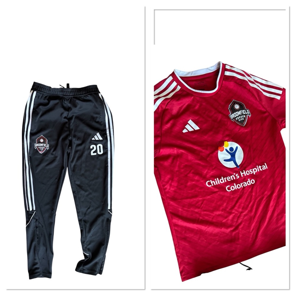 Adidas Red and Black Brookfield Soccer Kit
